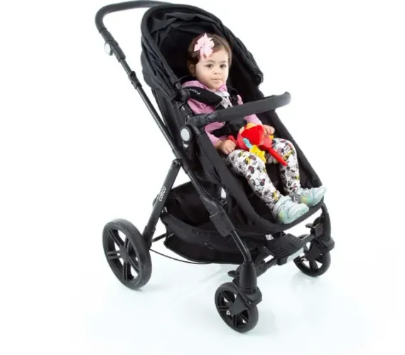 Travel System Cosco Kids, Poppy Duo, 0 a 15kg, Preto Mescla