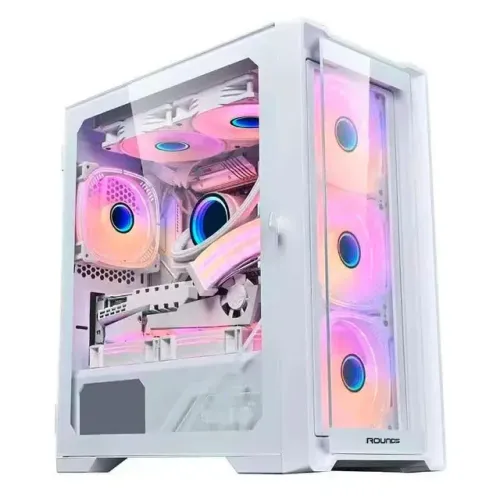 Gabinete Gamer Round5 Astra White, Mid Tower, mATX, Lateral em Vidro Temperado, Sem Fan -