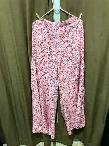 Calça pantalona rosa florida 2xl