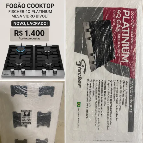 Fogão cooktop Fischer 4 bocas mesa de vidro