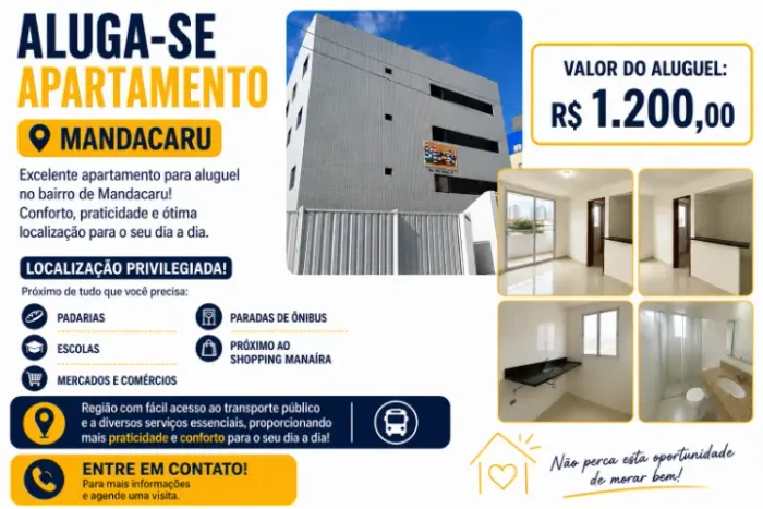 Aluga-se Apartamento em Mandacaru - 2 Quartos | Varanda | R$ 1.200