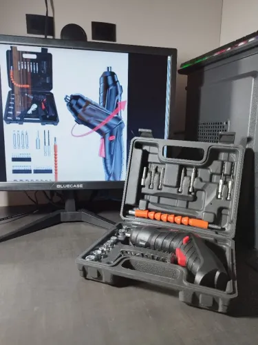 Mini Parafusadeira Articulada Sem Fio + Maleta Completa com peças