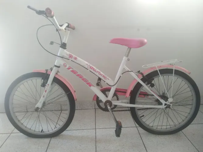 Bicicleta Feminina Aro 16 Rosa e Branca Marbele