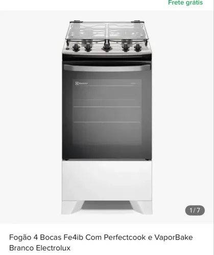 Fogão 4 Bocas Fe4ib Com Perfectcook e VaporBake Branco Electrolux