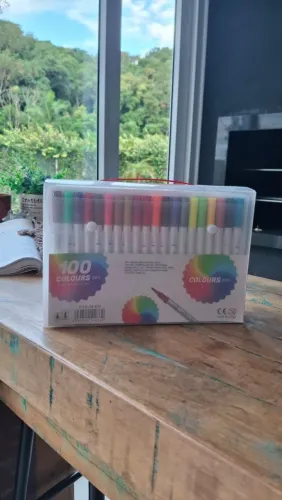 KIT 100 canetinhas coloridas 2 pontas