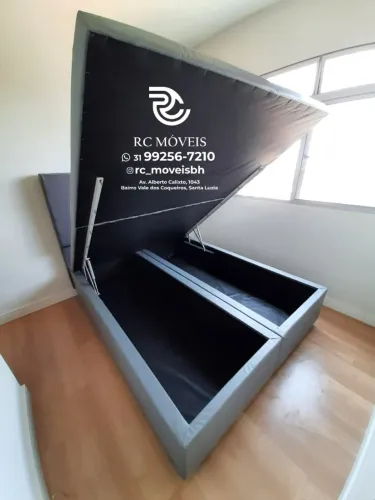 Cama box Baú Super King 1.93x2.03 Bipartido Blindado com Pistão a Gás