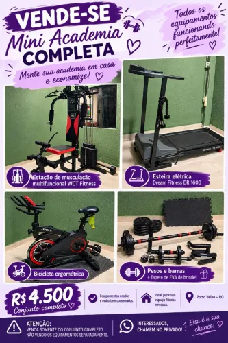Mini Academia Completa com Esteira Elétrica e Bicicleta 