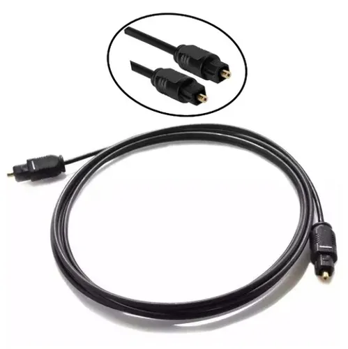 Cabo Óptico para Áudio Digital Toslink com 2 Metros Preto