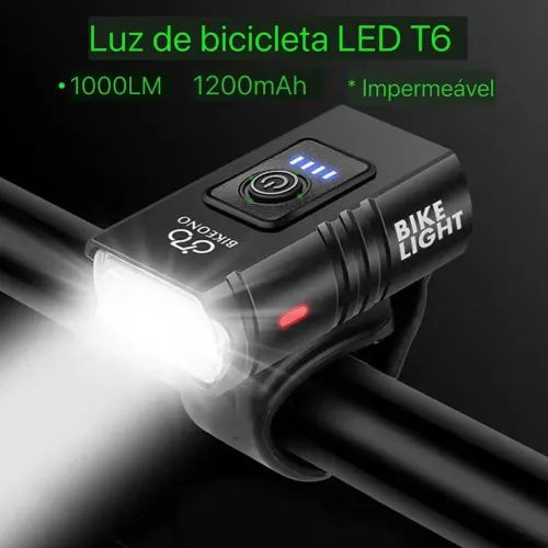 Farol Bike Com 2 leds T6 Bateria recarregável