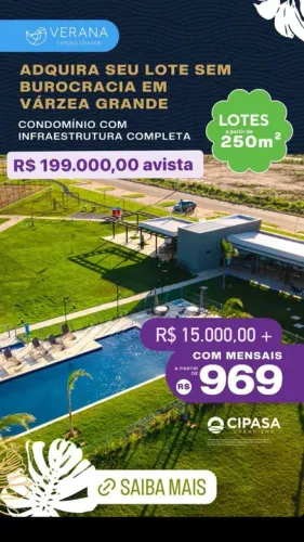 Vende-se terrenos com 250m2 no Condomínio Verana Várzea Grande-MT 