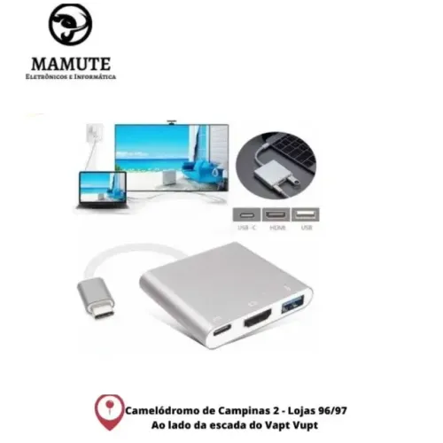 Adaptador 3x1- Usb 3.1 Tipo-c Thunderbolt 3.0 X Hdmi Usb