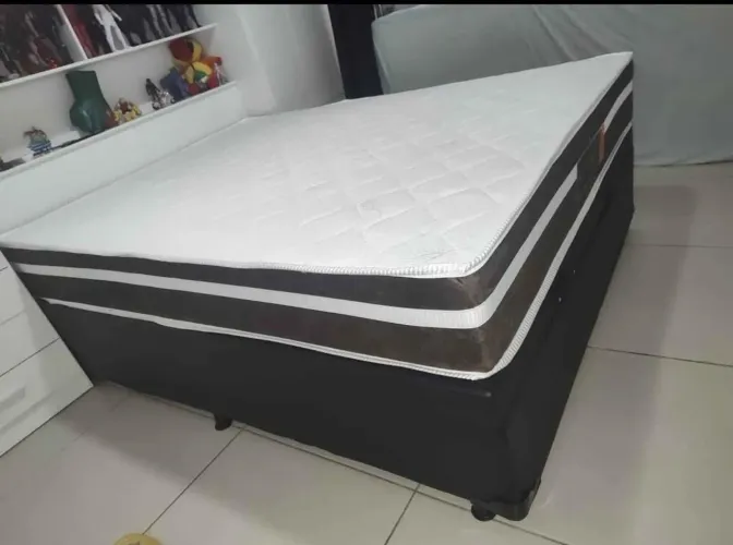 CAMA BOX BAÚ CASAL COLCHÃO CASAL MOLAS ENSACADA