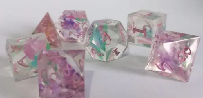 Set de dados RPG de mesa artesanal - Mosaico, conjunto completo 7 dados