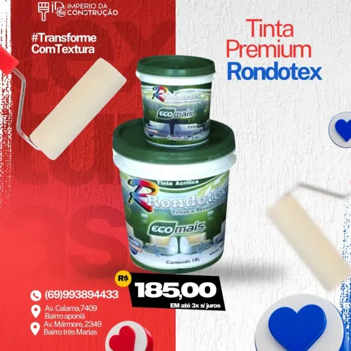 Tinta Premium Rondotex Eco Mais 18L e 3,6L