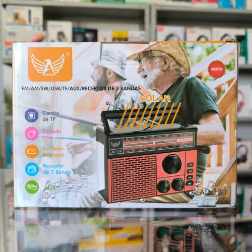 Rádio Portátil AD-130 Solar - FM/AM/SW/USB