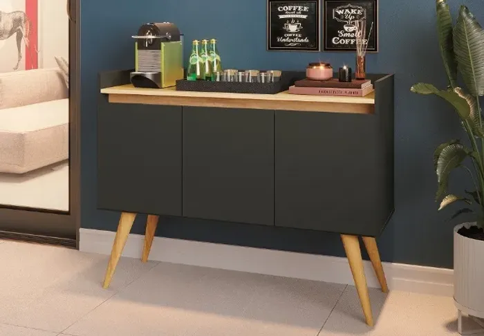 Buffet Aparador 3 Portas Pés Palito 1.10M. Produtos Novos Direto de Fábrica P/Sua Casa.