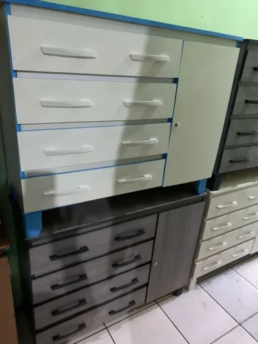 CÔMODA AZUL E CINZA