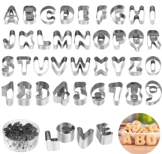 Kit de Cortadores de Biscoito Letras e Números