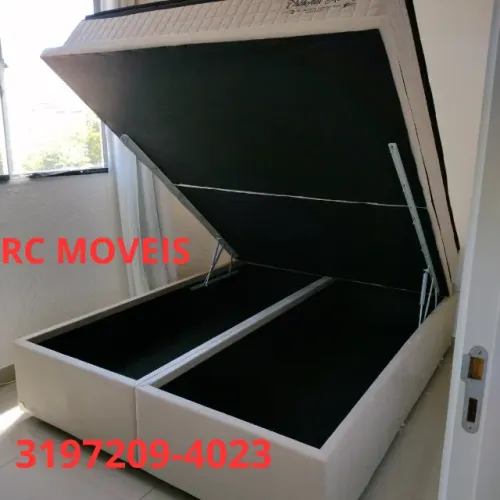 Cama Box Baú Casal Bipartido 1.38x1.88 com Pistão a Gás