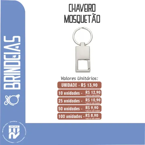 Chaveiro Mosquetão Personalizado - Brindes Personalizados Brindeias