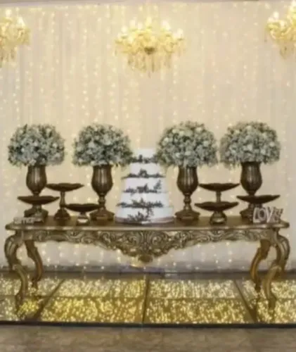 Mesa Estilo Luís XV em Epoxi/Maderira 2,75 x 1,08 para festas e eventos
