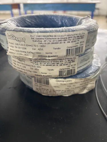 Cabo flexível 0,3 22awg cobre azul rolo 100m