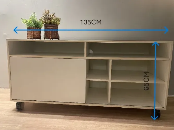 Armário Multiuso, 1 porta correr, prateleiras internas, para sala office, escritório, rack