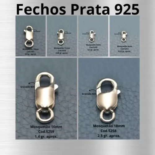 Fecho Mosquetão Prata 925 - Confira os Modelos : www.fechoprata925.com.br