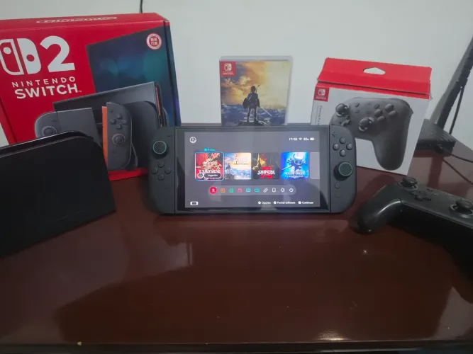 Nintendo Switch 2 c/ Zelda e controle pro 1