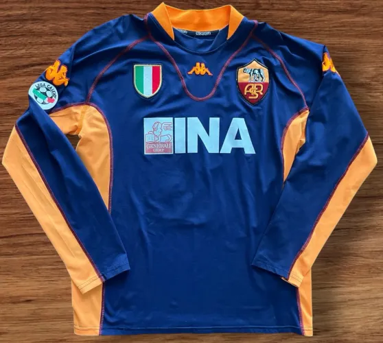 CAMISA ROMA MANGA LONGA DE JOGO 2001 TAM G R$685