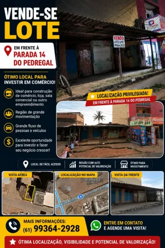 Excelente lote na avenida principal do pedregal em frente a parada