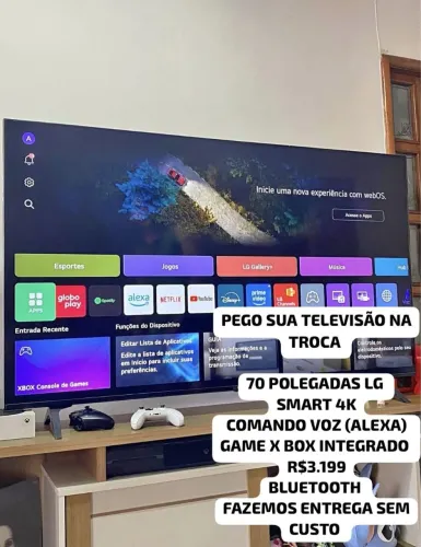 PEGO SUA TELEVISÃO NA TROCA 70 POLEGADAS LG 4K COMANDO VOZ (ALEXA) GAME X BOX INTEGRADO