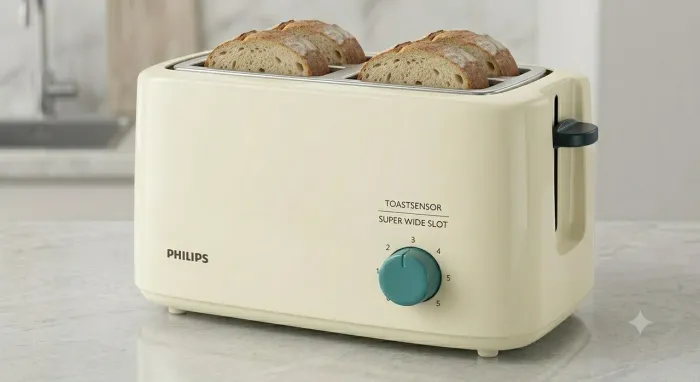 Torradeira Vintage Philips ToastSensor Super Wide Slot - Modelo Grande (4 Fatias