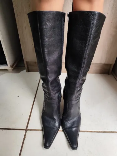 Bota montaria couro original bico fino
