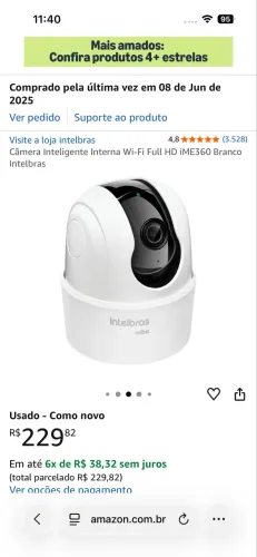 Câmera Inteligente Interna Wi-Fi Full HD iME360 Branco Intelbras