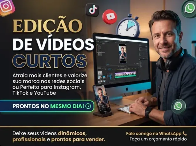 Edição de Vídeo Curto - Entrego no mesmo dia