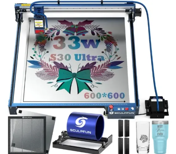 Sculpfun S30 Ultra 33W Laser + Rolo Rotativo + Favo de Mel - NOVA