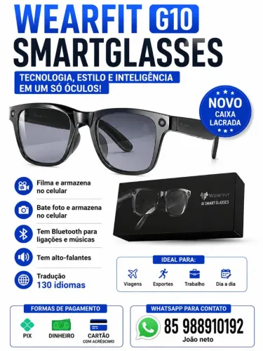 Óculos Filma/Bate foto/Bluetooth novo