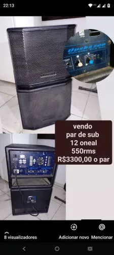 2 caixas de grave oneal ativa e passiva 12p 550w