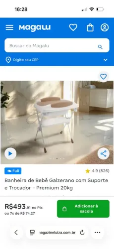 Banheira de bebe Galzerano com suporte e trocador - Premium 20 kg