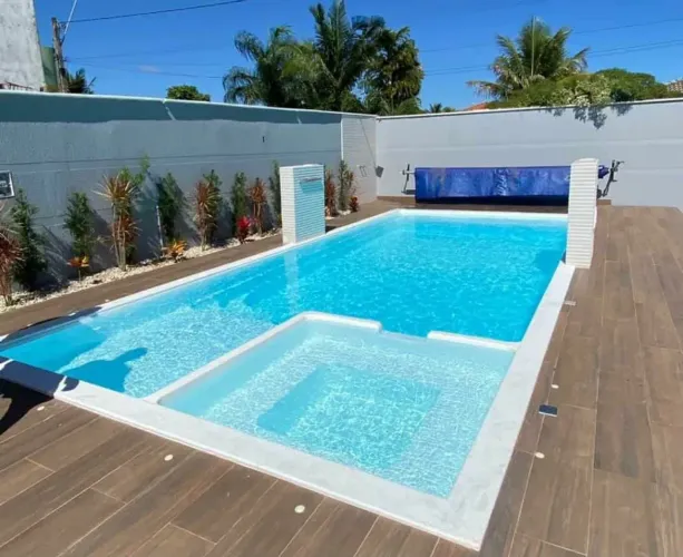 Piscina de fibra 9 metros com Spar e praia!!!!!!