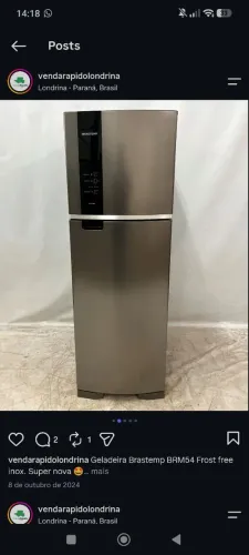 Geladeira Brastemp inox 409L semi nova funcionando perfeitamente