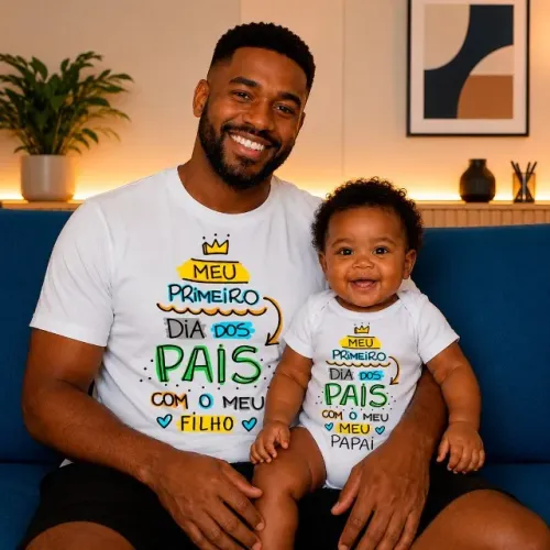 Kit Look Pai e Filho - Camiseta + Body Bebê