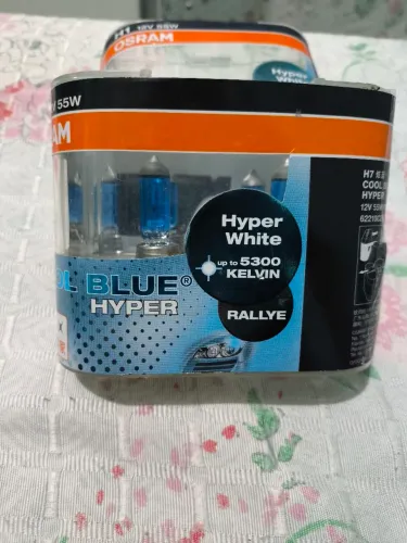 Lâmpada halógena H7 farol baixo OSRAM Cool BLUE Hyper (importado) super branca 5300 K