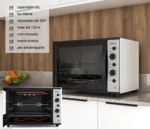 FORNO ELETRICO 60LTS COM ROSTIQUEIRA 