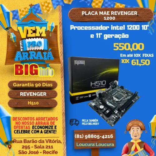 Placa Mãe Lga1200 Chipset Intel H510 Ddr4 10º E 11º Geração