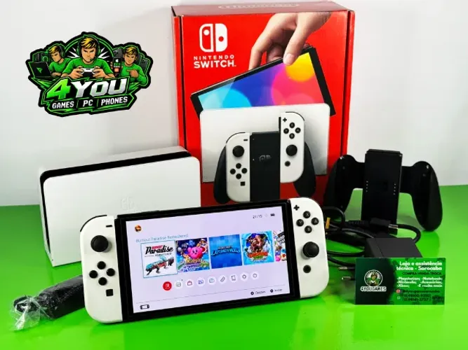SWITCH OLED - D.E.S.B.L.O.Q.U.E.A.D.O - COMPLETO COM JOGOS E ACESSORIOS - LOJA FISICA