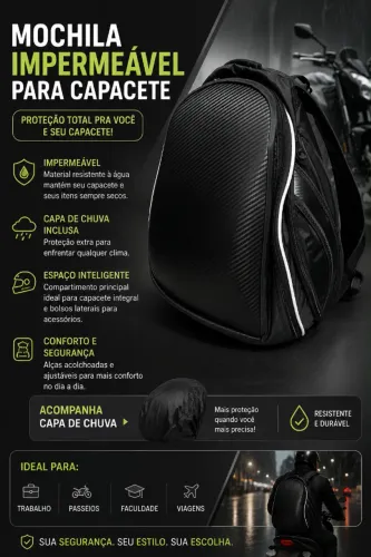 Mochila Impermeável para Capacete + Capa para mochila