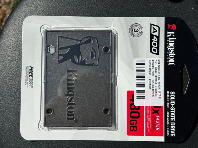 SSD 480GB INTERNO KINGSTON A400  ATÉ 450MB/S COR PRETO