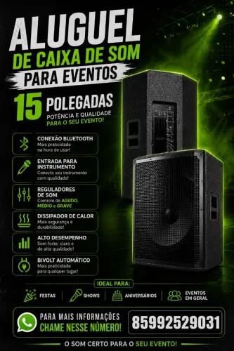Alugo caixa de som para eventos de médio porte, aniversário, casamento e outros.
